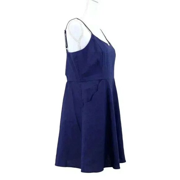 Market & Spruce "Truly Poppy" Navy Linen Mini Dress – Size Large - Picture 7 of 9